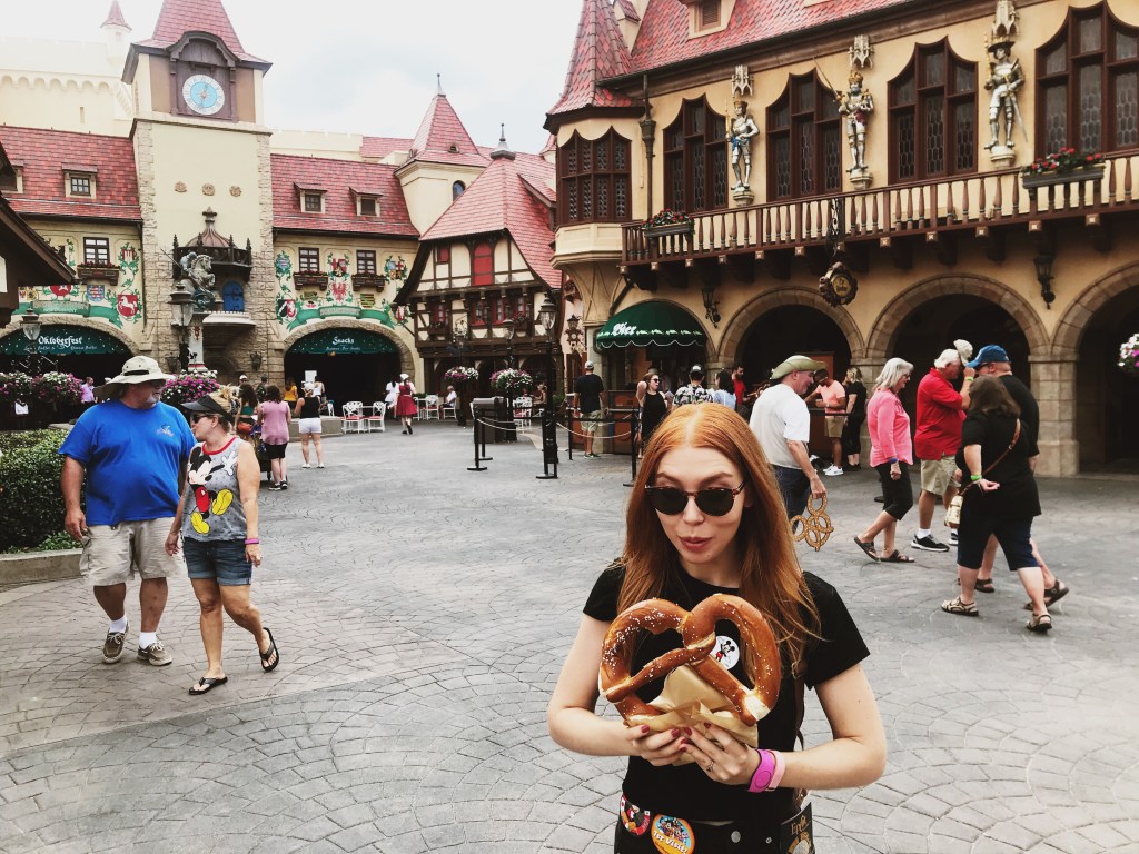 Winnie Dear and Soft Pretzel in Epcot 
